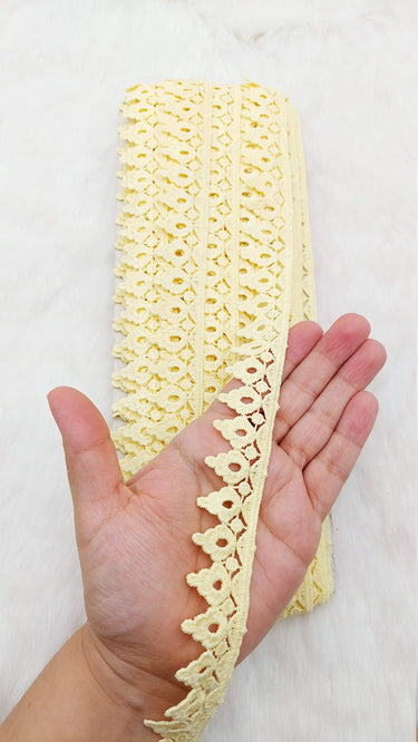 Floral Fringe Trim, Cotton Floral Embroidered Crafting Edging Lace Trim, Trim by 10 Yards